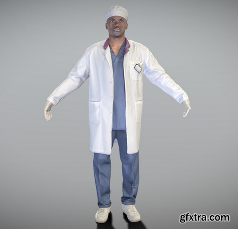 Male young medical doctor in A-pose 321 3D Model