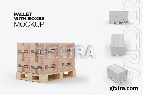 Pallet with Kraft Boxes Mockup HRFBDU8