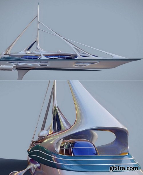 Futuristic Yacht 01 3D Model