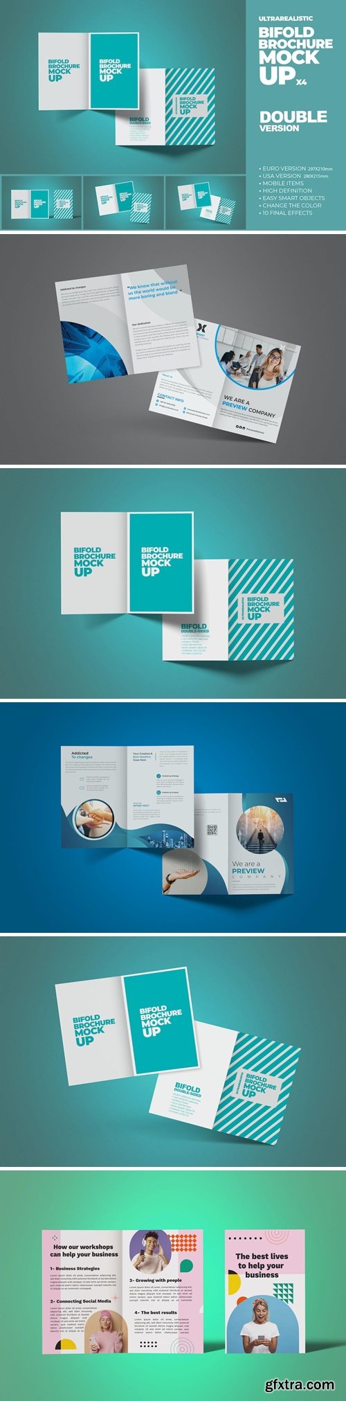 Bifold Sided Brochure Mockup YLY835G