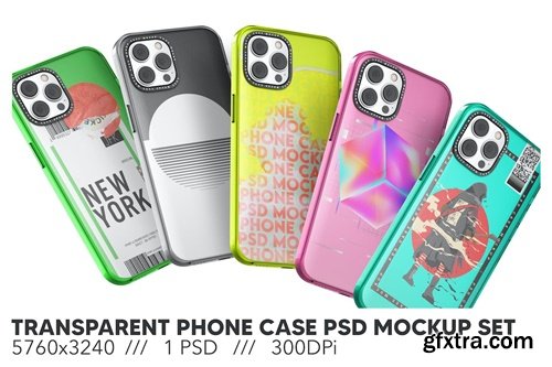 Transparent Phone Case PSD Mockup Set 7N29N6F