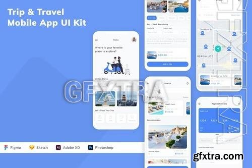 Trip & Travel Mobile App UI Kit HEU7M8G