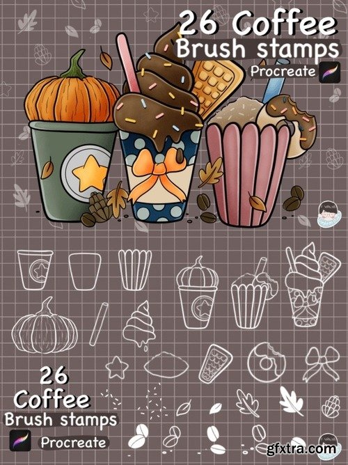 26 Coffee Procreate Stamps