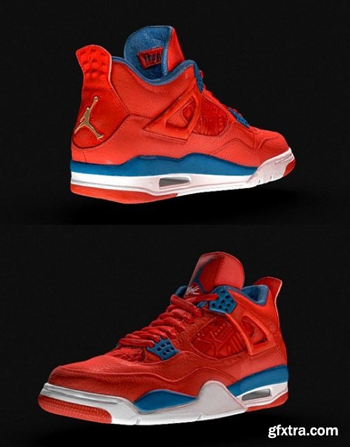 Air Jordan Retro 4 SE RED 3D Model