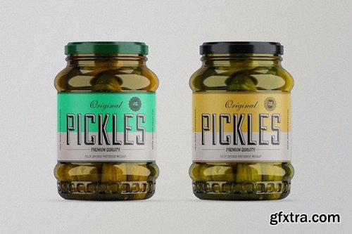 Glass jar of pickled cucumbers mockup HUPW3WD