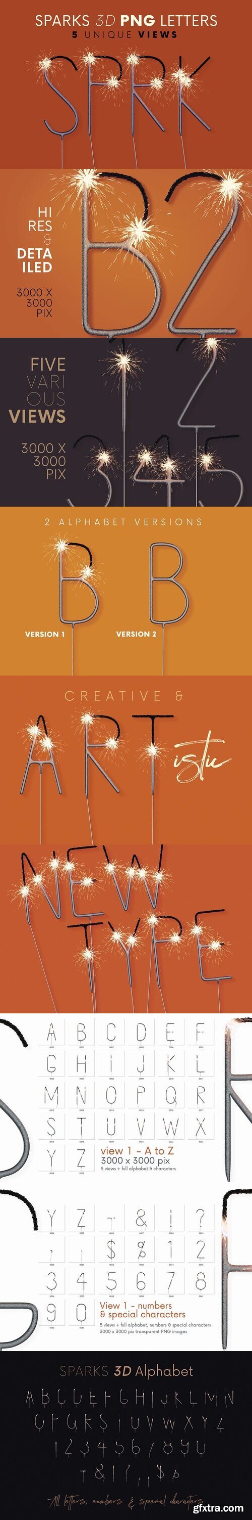 CreativeMarket - Sparks - 3D Lettering 7824347