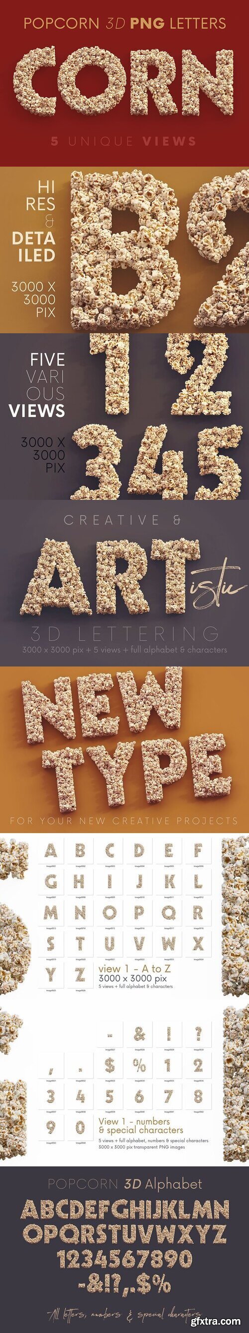 CreativeMarket - Popcorn - 3D Lettering 7824345