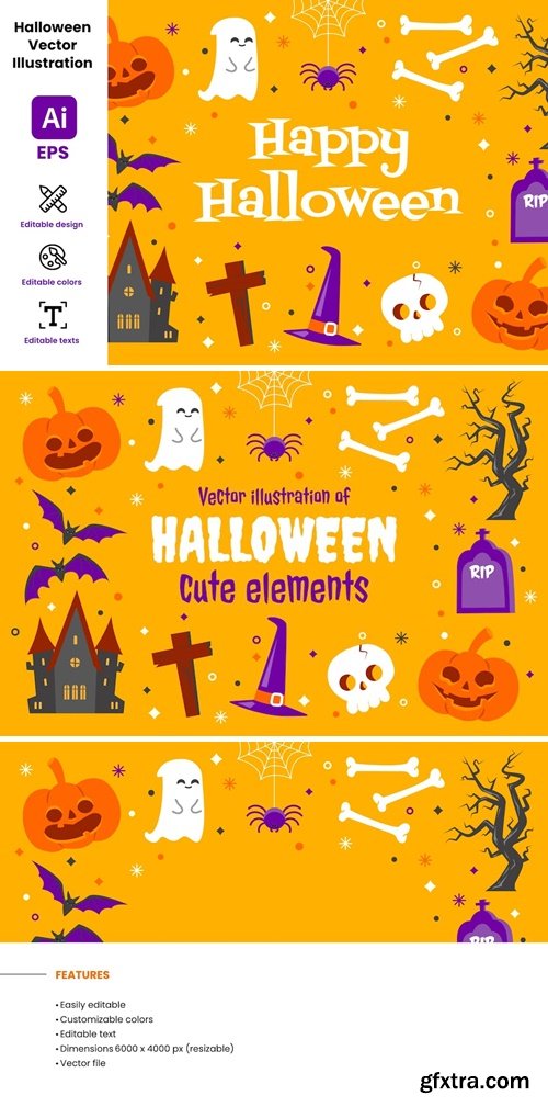 Halloween cute elements - Vector illustration PU2JTWC