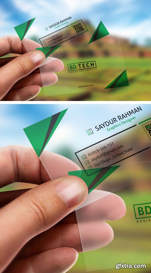 Translucent Plastic Business Card PSD Mockup Template