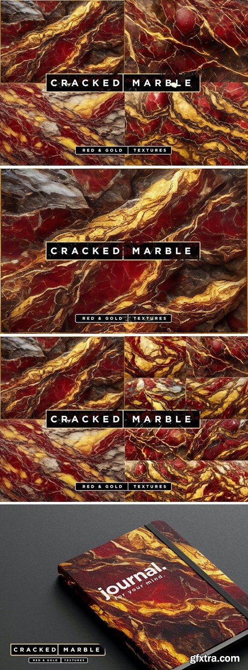 Red & Gold Cracked Marble Textures KCVKXLQ