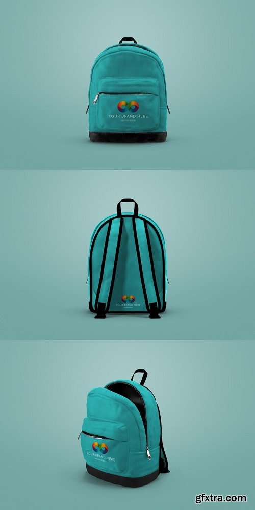 Blue zipper backpack mockup