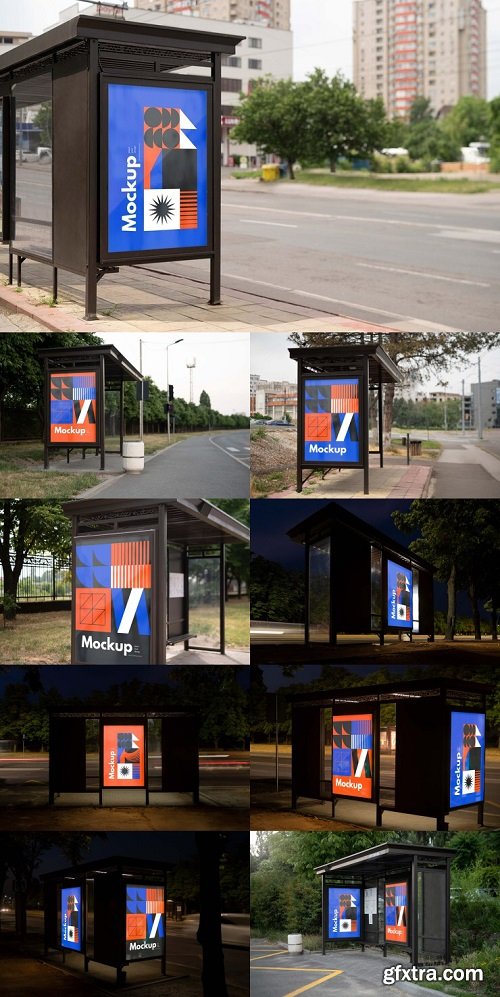 Bus stop outside mockup