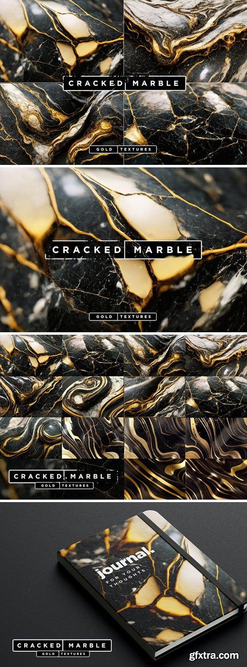 Black & Gold Cracked Marble Textures G9BRLKR