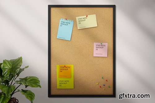 Pinboard with Sticky Notes Mockup DVJH6Z9