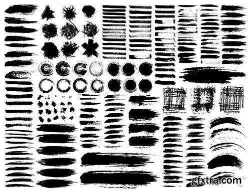 Set of brush strokes, black ink grunge brush strokes. vector illustration