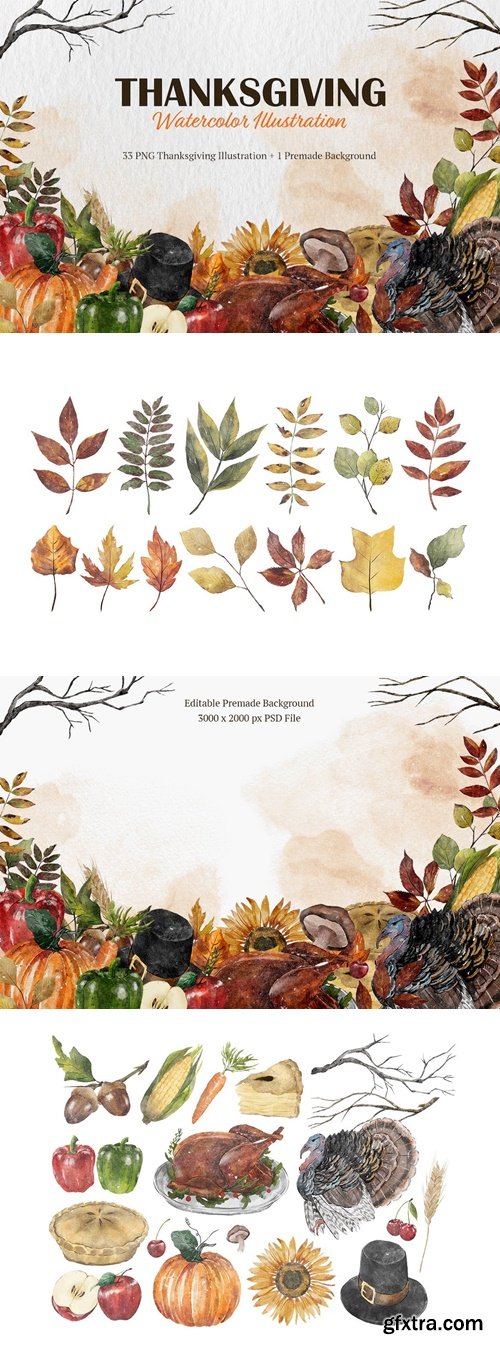 Thanksgiving Watercolor Illustration X29AW3F