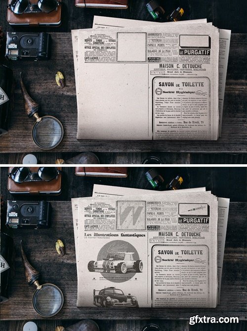 Old Newspaper vintage scenery psd Mock-up RYUHUKJ