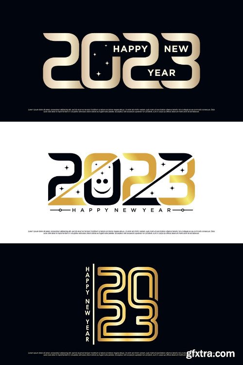 Golden gradient color 2023 logo design for new year