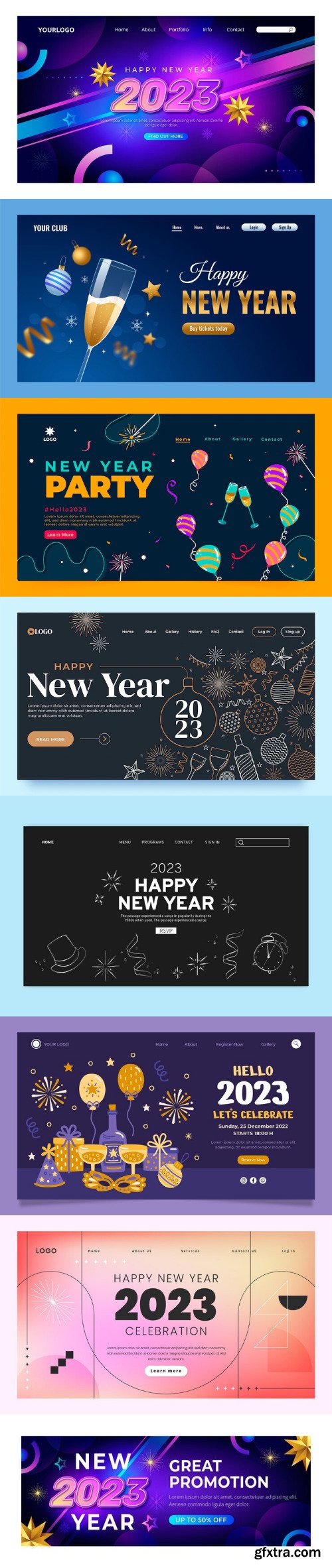 New year 2023 celebration landing page templates