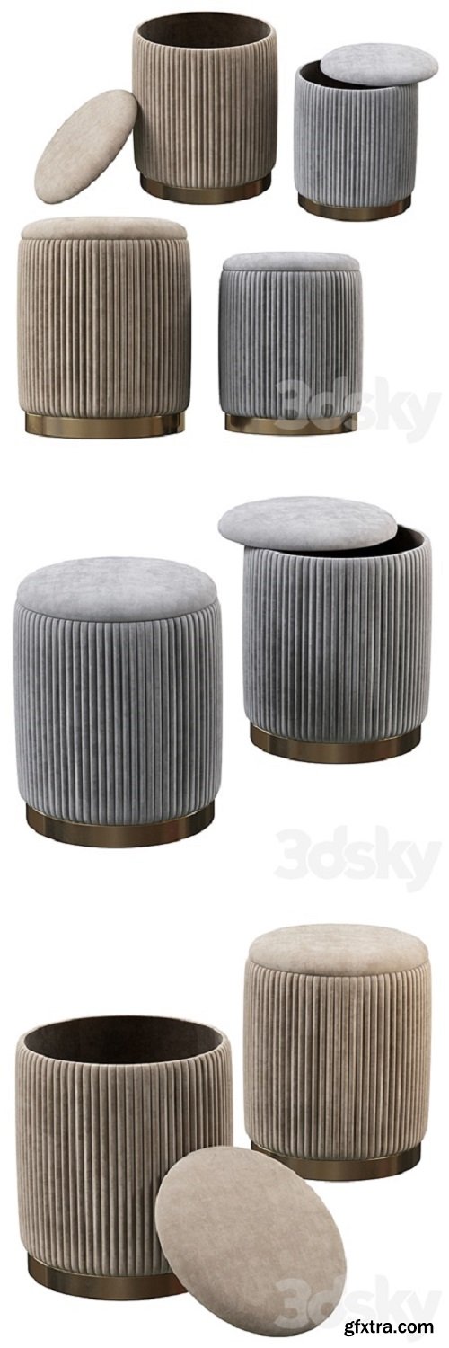 Channeled Gray Storage Ottomans – Set of 2