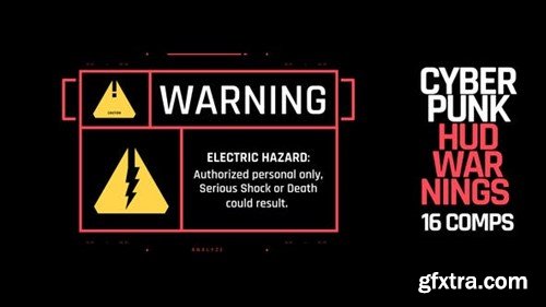 Videohive HUD Cyberpunk Warnings 40252198