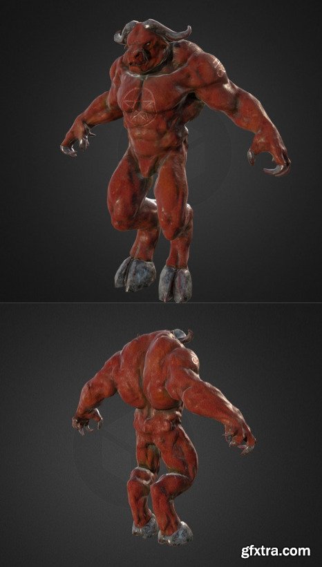 Minotaur Retopo w/ Textures 3D Model