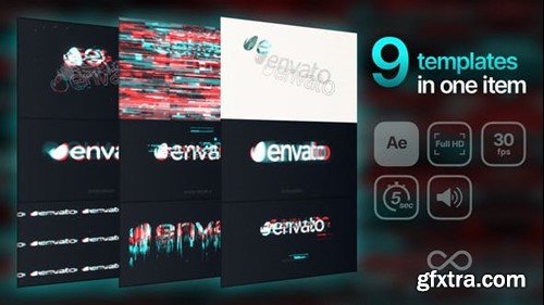 Videohive Glitch Logos (9 in 1) 40010025