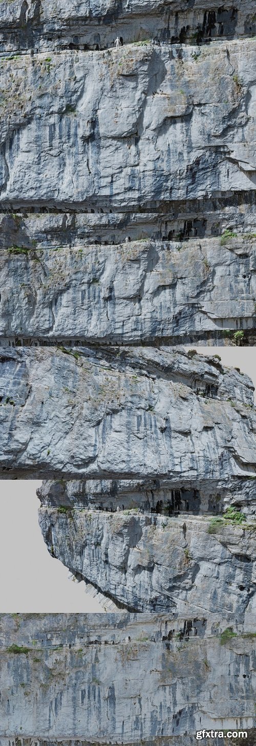 Huge Smooth Cliff Wall Scanned Drone PBR Low-poly 3D model