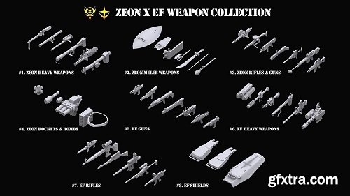 Gundam Zeon X Earth Federation Weapon Collection 3D model