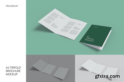 A4 Trifold Brochure Mockup Folded and Half Folded PDAVAHL