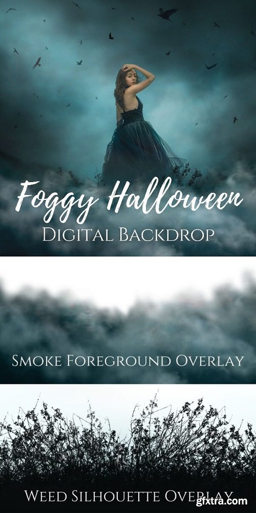 Jessica Drossin - Foggy Halloween Background Overlays