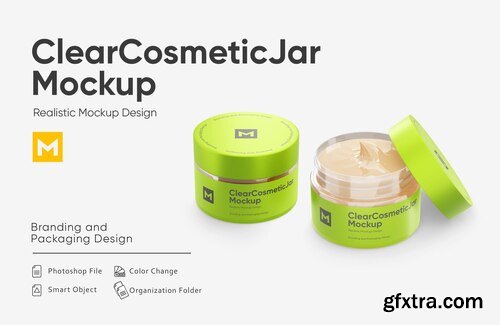 Cosmetic jar mockup psd, product packaging for beauty, skincare, cream container branding