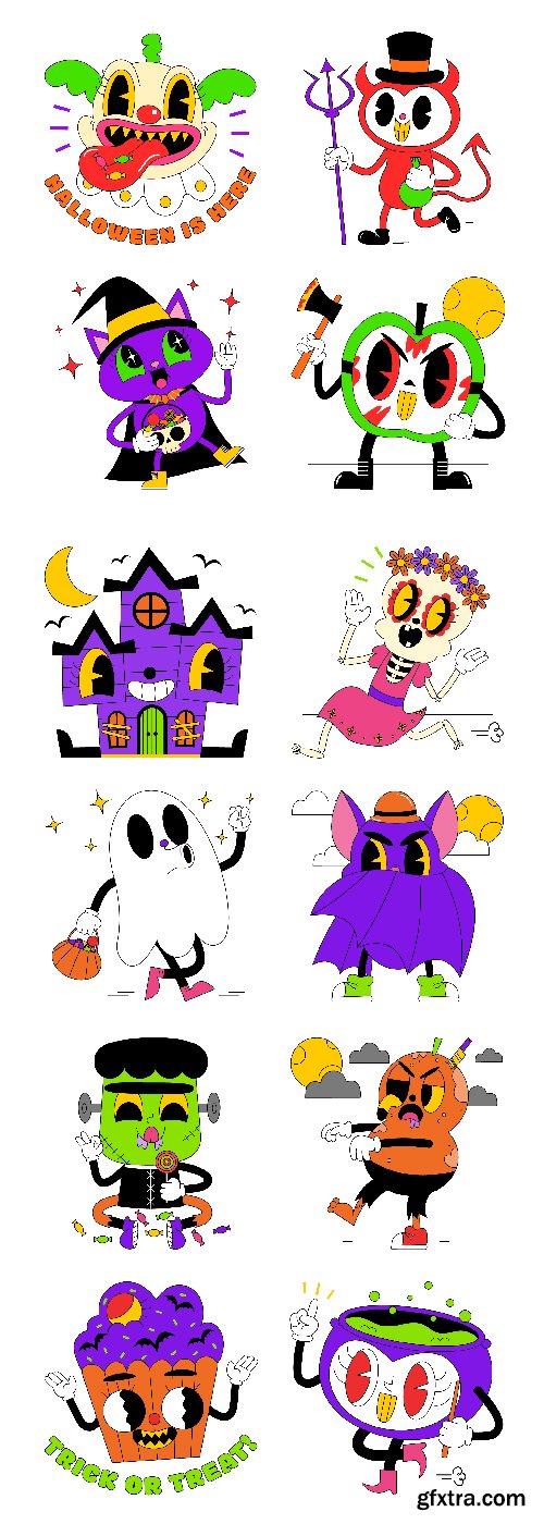 Acid Halloween Stickers Set