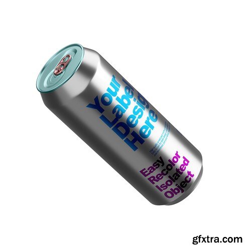 Aluminum tin vector template design. beer packaging mockup illustration. metallic soda contain