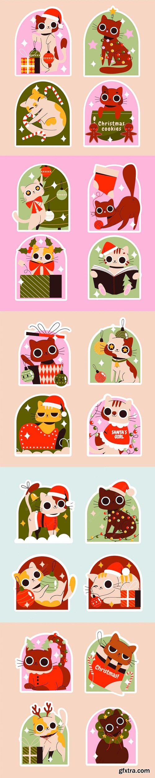 Christmas cats sticker set