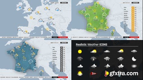 Videohive World Weather Forecast - Flat Map ToolKit 40349039