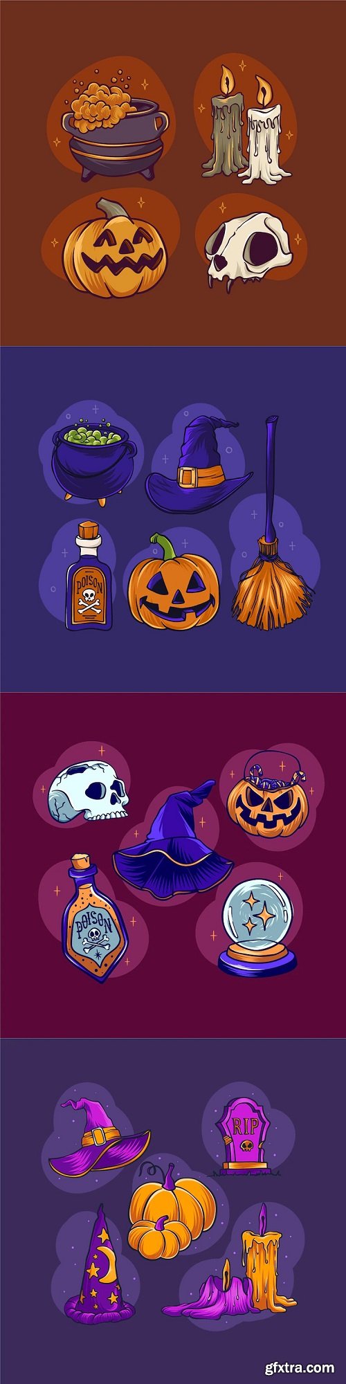 Hand drawn haloween ornaments collection