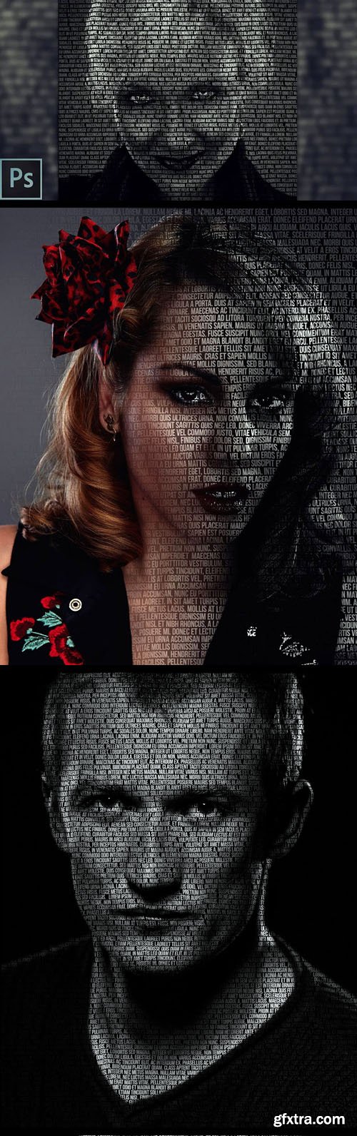 Text Portrait Photo Effect for Photoshop