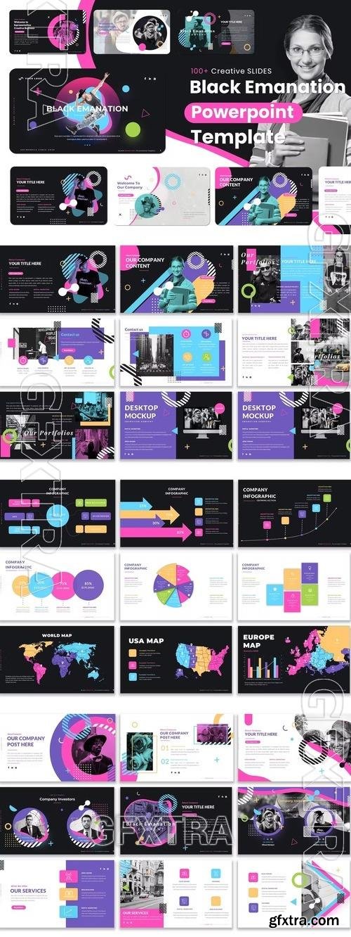 Black Emanation - Business PowerPoint Template GHDF4PU