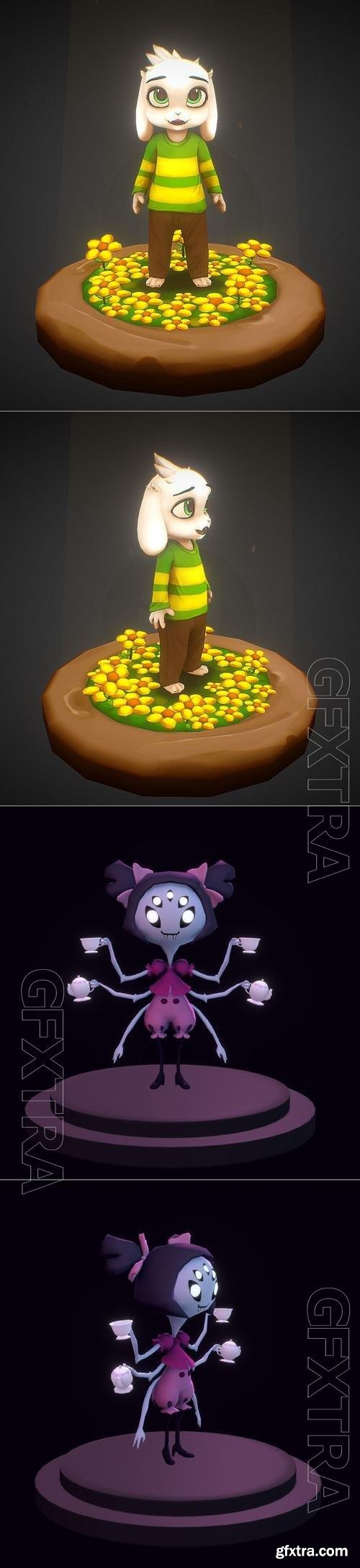 Kid Asriel and Muffet 3D Print