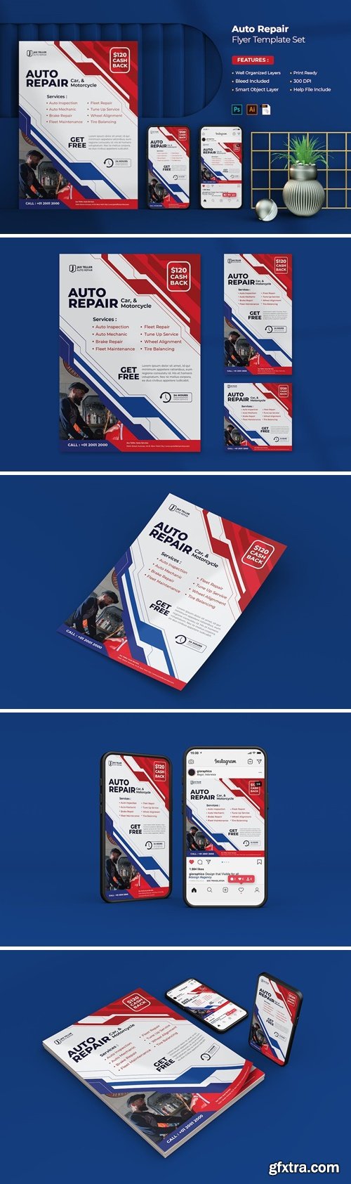 Auto Repair Flyer Template Set 73NT64E