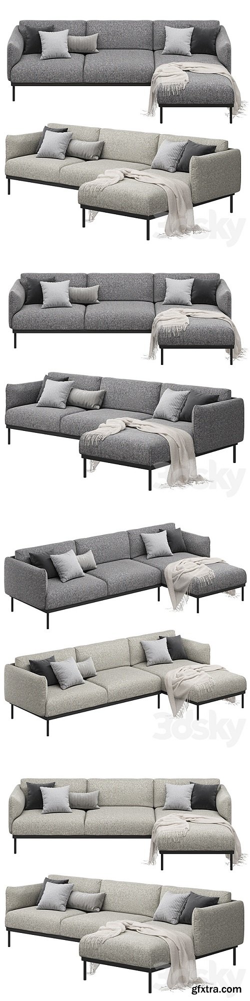 Ikea Äpplaryd Epplaryd 3-Seater Sofa with Chaise Longue Leide