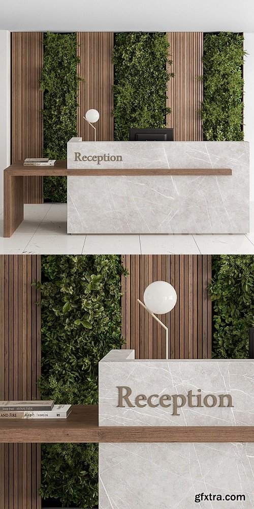 Reception Desk and Wall Decor with vertical Garden – Office Set 238