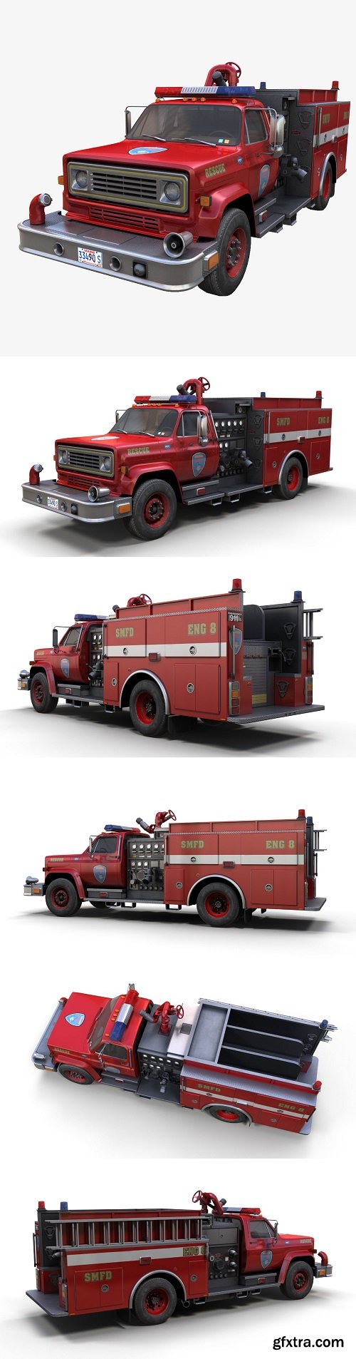 Vintage fire truck 3D Model