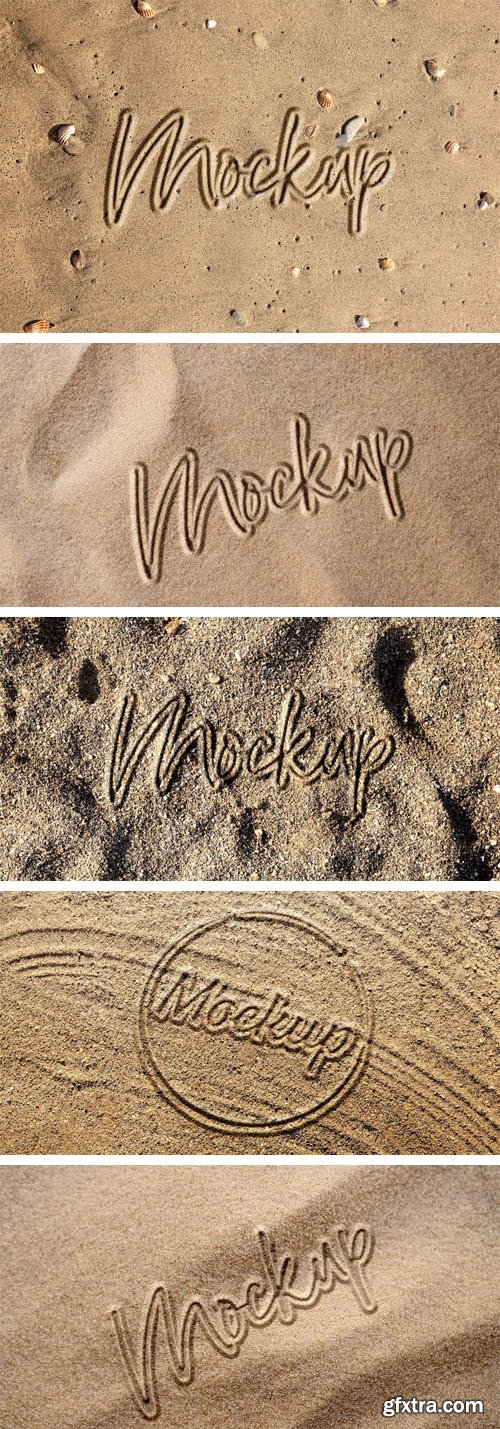 10 Logos on Sand - PSD Mockups Templates