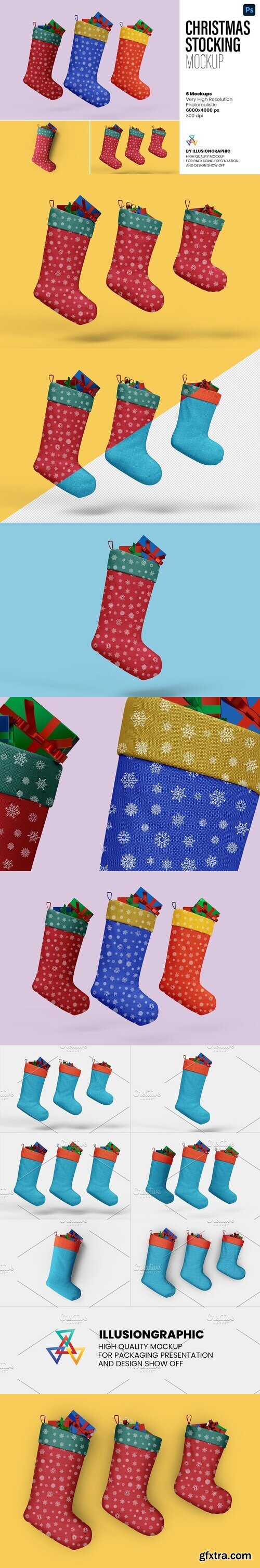 CreativeMarket - Christmas Stocking Mockup - 6 Views 10321643