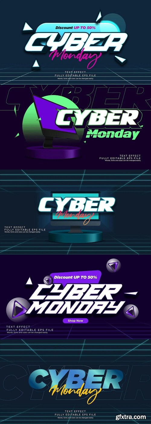 Cyber monday text effect font type