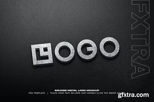 Grunge metal logo mockup