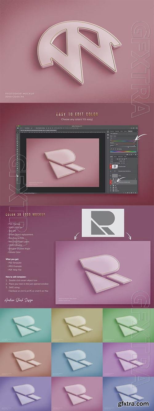 Color 3D Logo Mockup