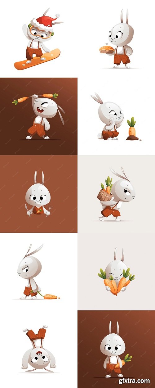 Grey cartoon character rabbit vector